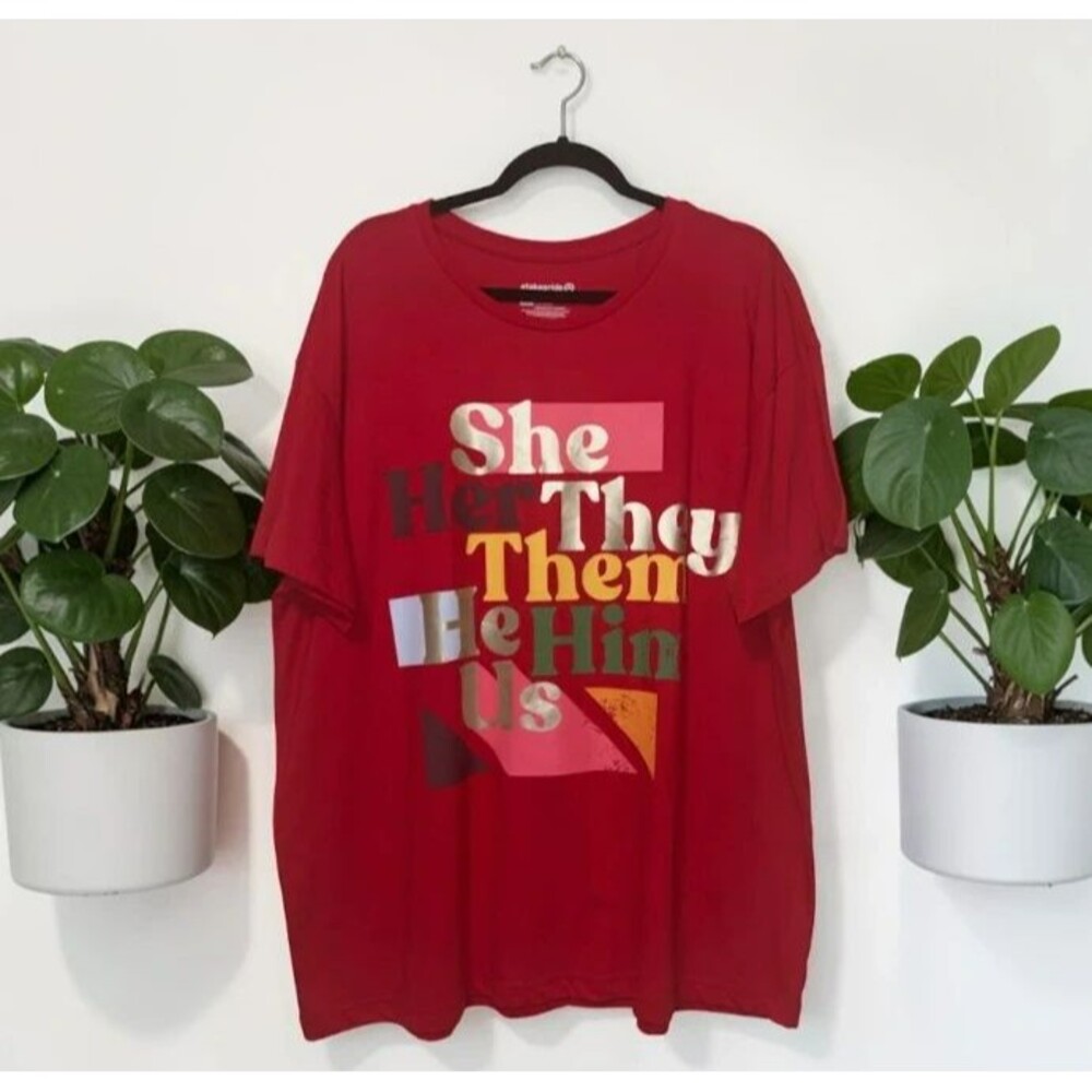 Women's Inclusive Pronouns Graphic Tee โ Red
